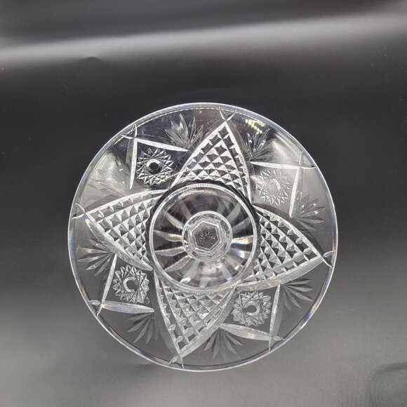 Waterford Crystal Pedestal Compote Dish With Starburst & Diamond Cut Design - Picture 3 of 7